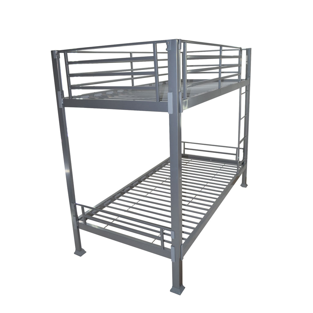 Dayton Metal Adult Bunk Bed in silver on white