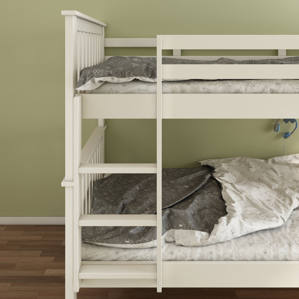 Oslo Quadruple Bunk Bed in white, ladder detail.