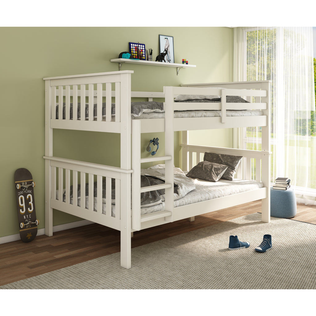 Oslo Quadruple Bunk Bed in white, in furnished bedroom.