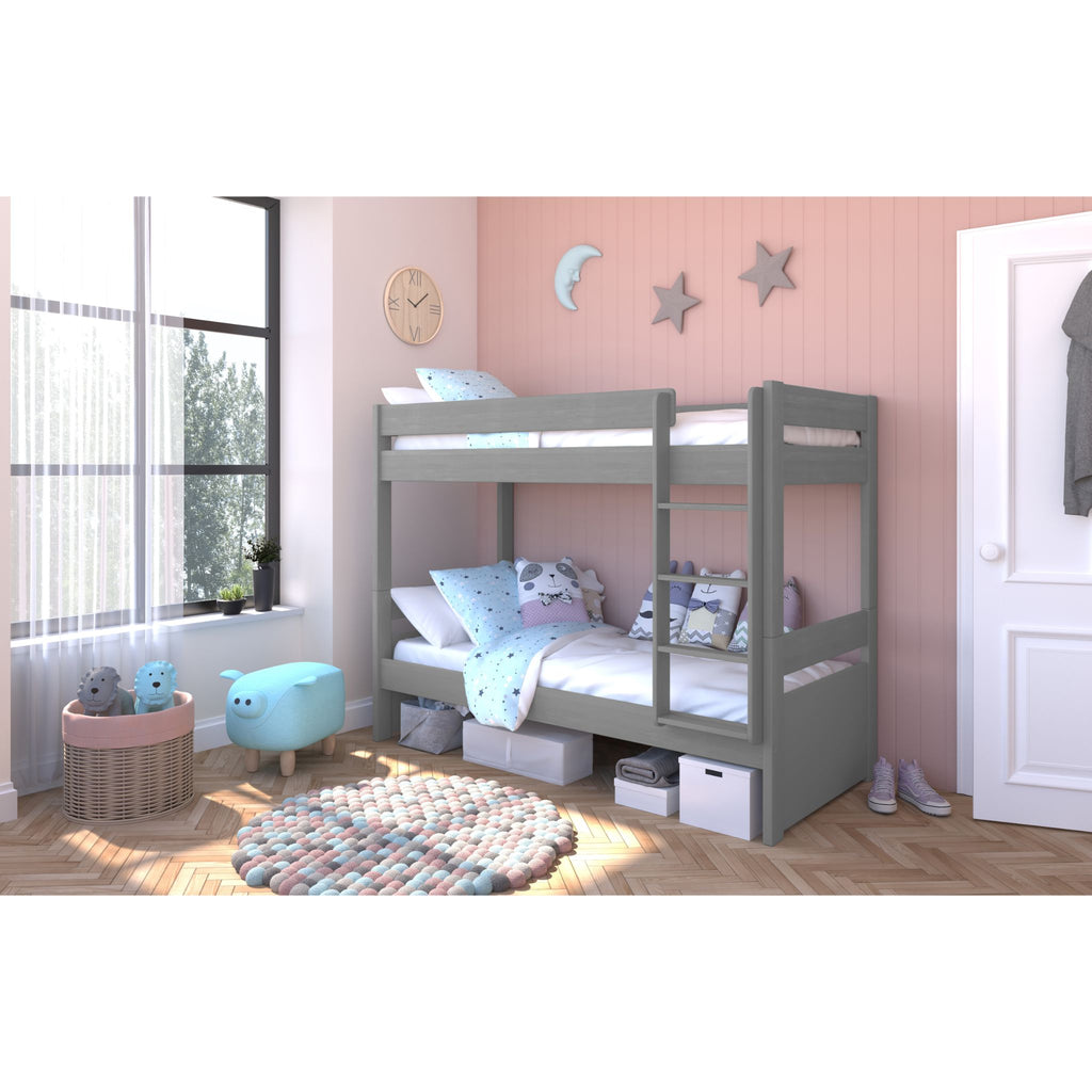 Stompa Uno Separating Bunk Bed in grey in furnished room, wide shot