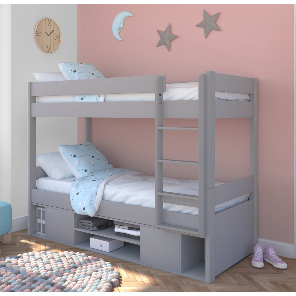 Stompa Uno Separating Bunk Bed with Underbed Storage in grey in furnished room