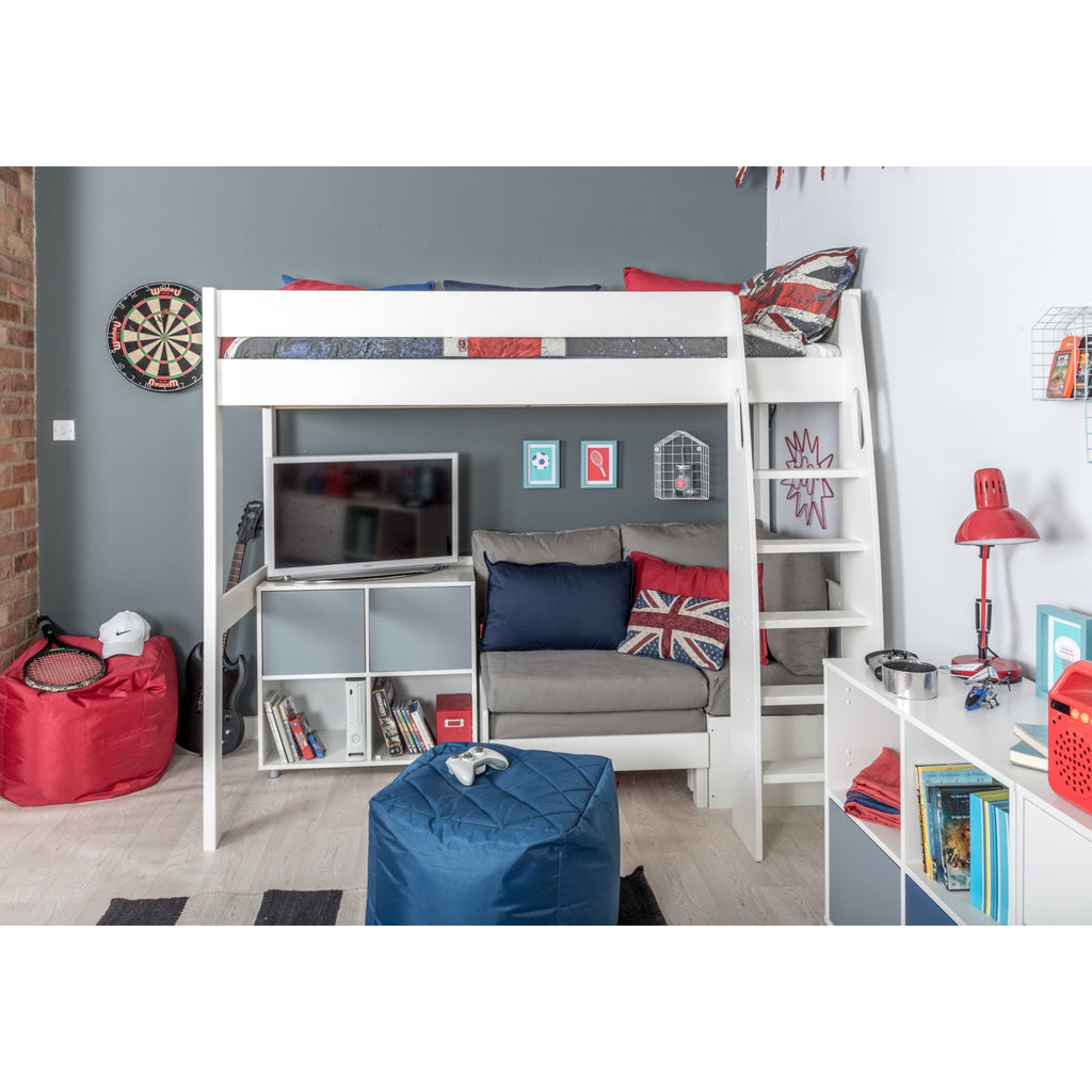 Stompa UnoS Highsleeper with Sofa Bed & Cube Storage in grey
