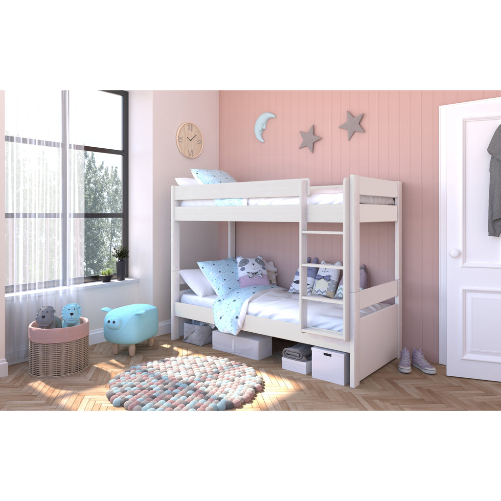 Stompa Uno Separating Bunk Bed in white in furnished room