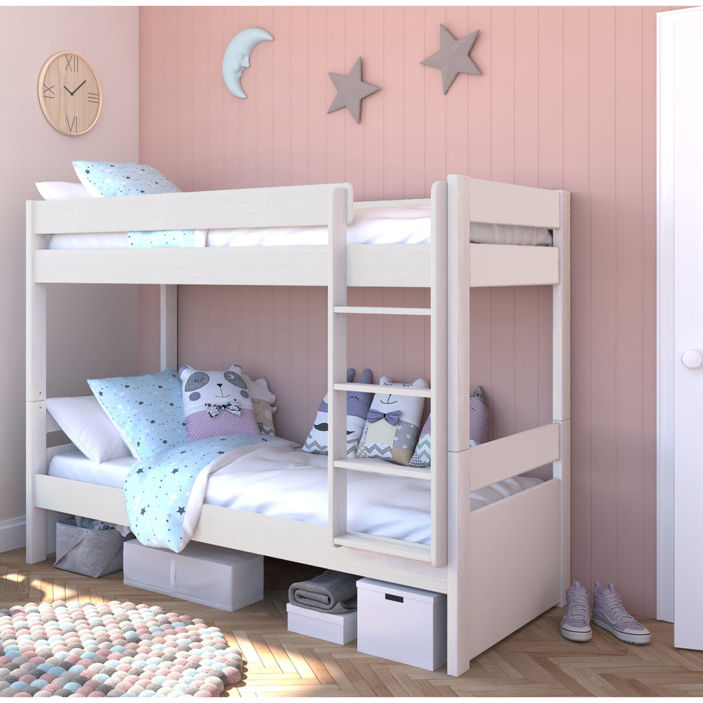 Stompa Uno Separating Bunk Bed in white in furnished room