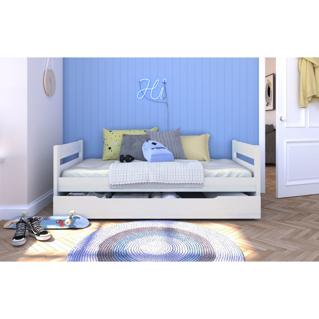 Stompa Uno Cabin Bed with Trundle Drawer in white in furnished room