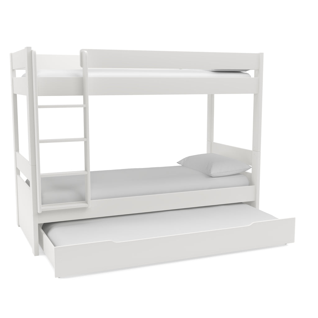 Stompa Uno Separating Bunk Bed with Trundle in white on white background